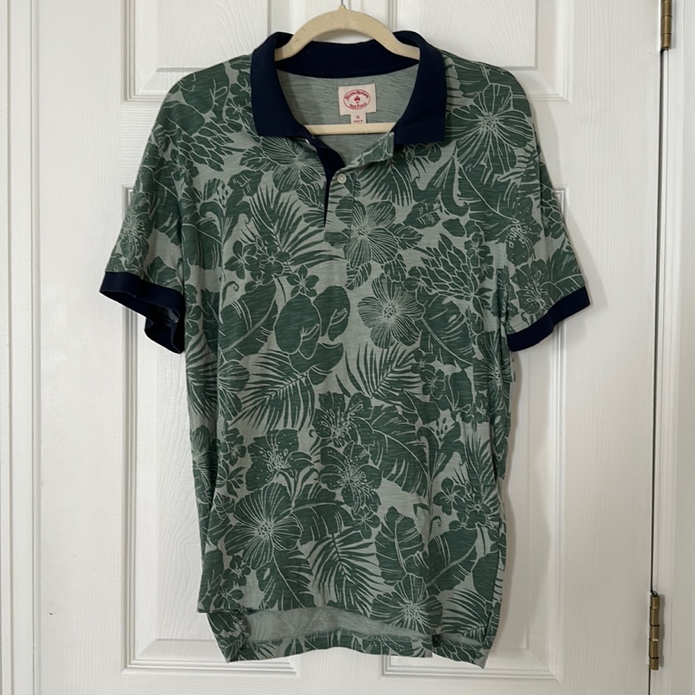 Brooks Brothers Red Fleece Hawaiian Pattern Green Golf Shirt Size XL